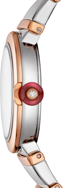 Bulgari,Lvcea 28mm,28mm,Stainless Steel,Rose Gold,Silver White,Quartz,In-house Caliber,Sapphire,Crystal Glass,102194