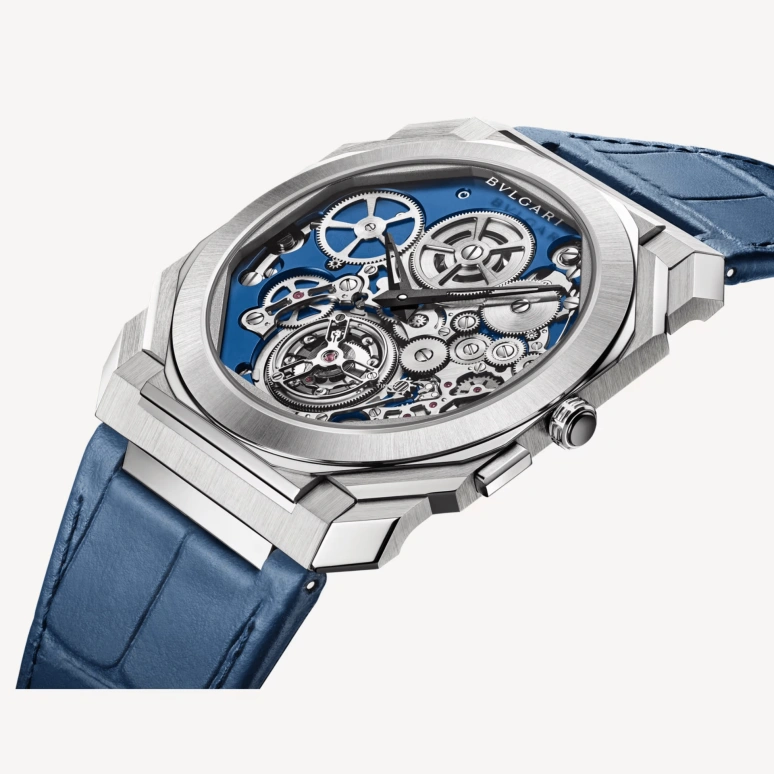 Bulgari,Octo 42mm,42mm,Platinum,Blue,Skeleton,Automatic,Tourbillon,Octagon,103976