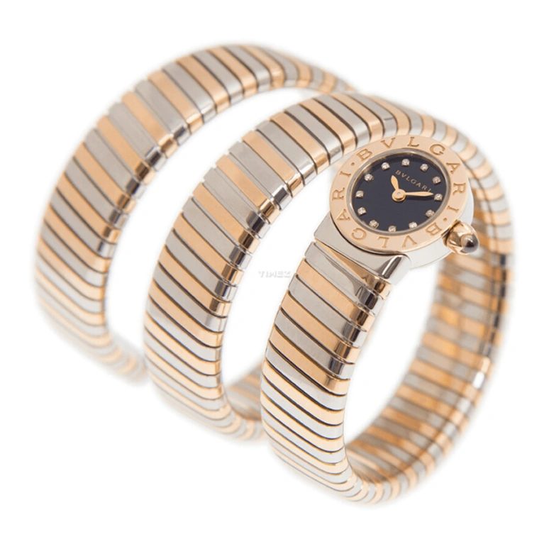 Bulgari,Other 19mm,19mm,Rose Gold,Black,Quartz,Sapphire,Crystal Glass,Round,BBLP191TSG