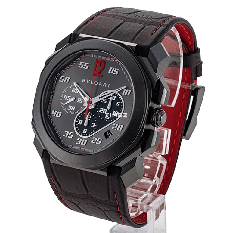 Bulgari,Octo 41.50mm,41.50mm,Stainless Steel,Smoky Coal,Coal,Black,Automatic,Chronograph,Day,102555