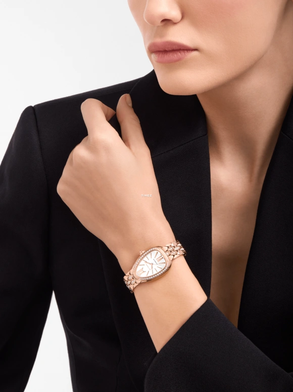 Bulgari,Serpenti Seduttori 34mm,34mm,Rose Gold,White,Automatic,50hours,In-house Caliber,103902