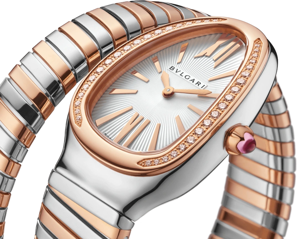 Bulgari,Serpenti 35mm,35mm,Pink Gold,Stainless Steel,Silver,Quartz,26280hours,In-house Caliber,102237