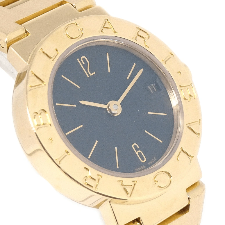 Bulgari,Bulgari Bulgari 23mm,23mm,Yellow Gold,Black,Quartz,Day,Sapphire,Crystal Glass,BB23GG