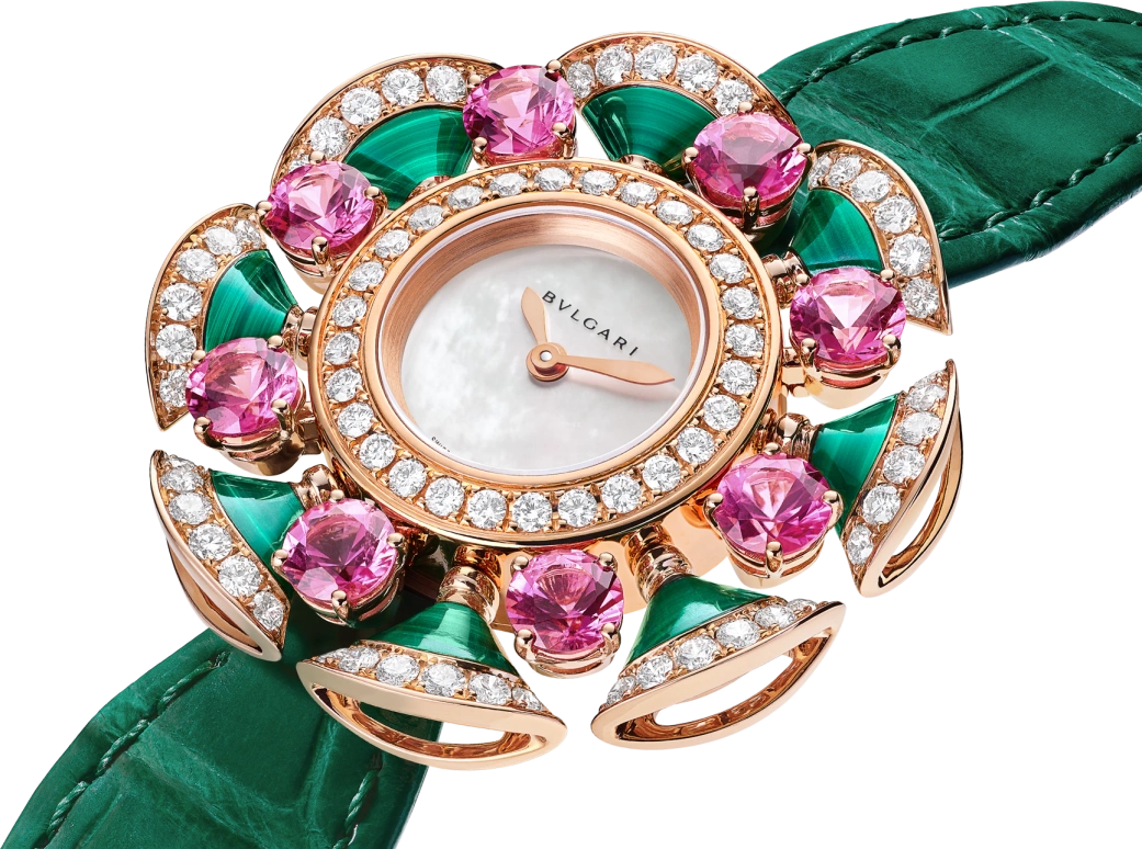 Bulgari,Divas' Dream 33mm,33mm,Rose Gold,White,Sapphire,Crystal Glass,Setting,Diamonds,103636
