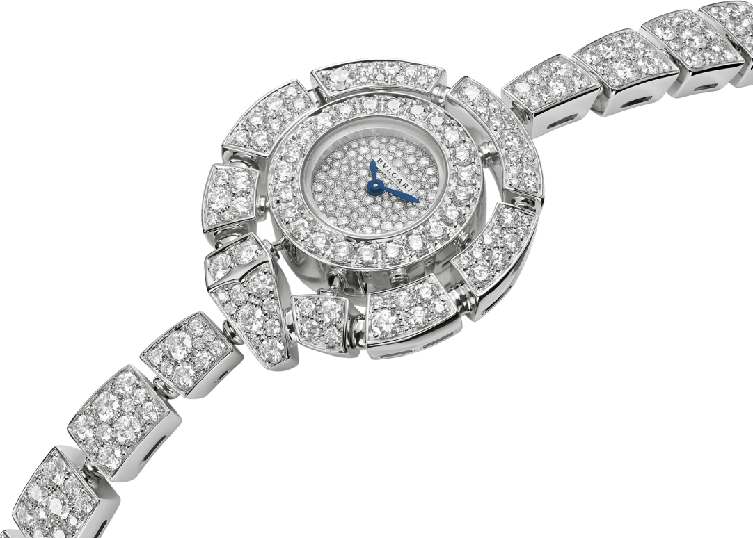 Bulgari,Serpenti 30mm,30mm,White Gold,Handwound,In-house Caliber,Sapphire,Crystal Glass,102535