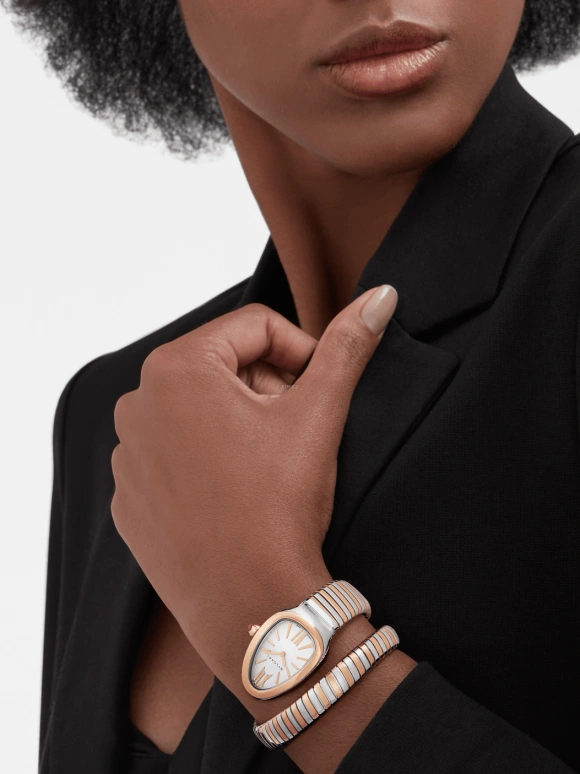 Bulgari,Serpenti 35mm,35mm,Stainless Steel,White,Sapphire,Crystal Glass,Opal,103708