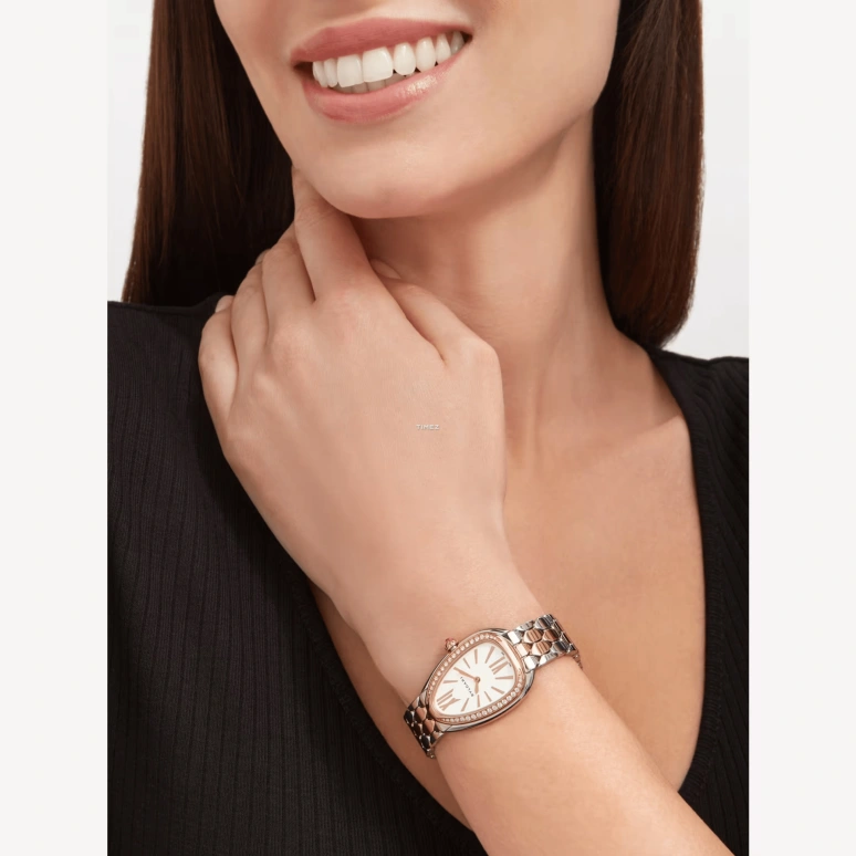 Bulgari,Serpenti Seduttori 33mm,33mm,Stainless Steel,White,Quartz,Sapphire,Crystal Glass,Other,103945