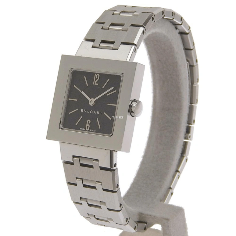 Bulgari,Quadrato 22mm,22mm,Stainless Steel,Black,Quartz,Sapphire,Crystal Glass,Square,SQ22SS