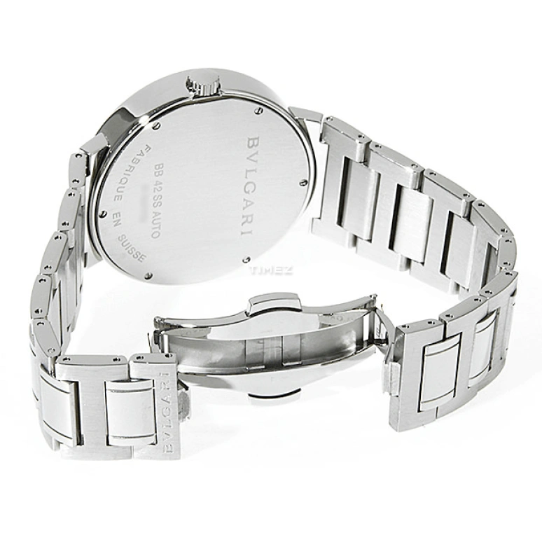 Bulgari,Bulgari Bulgari 42mm,42mm,Stainless Steel,Black,Automatic,Day,Sapphire,Crystal Glass,BB42BSSD,BB42BSSD/N