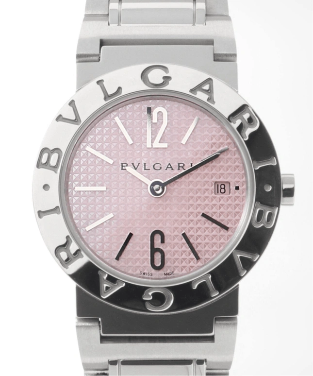 Bulgari,Bulgari Bulgari 26mm,26mm,Stainless Steel,Pink,Quartz,Day,Sapphire,Crystal Glass,BB26C2SSD,BB26C2SSD/JA