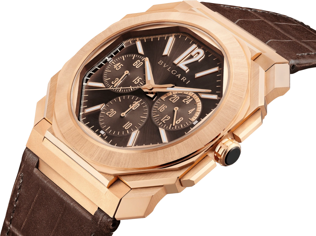 Bulgari,Octo 43mm,43mm,Rose Gold,Coffee,Rose,Luminous,Brown,Automatic,60hours,In-house Caliber,103468