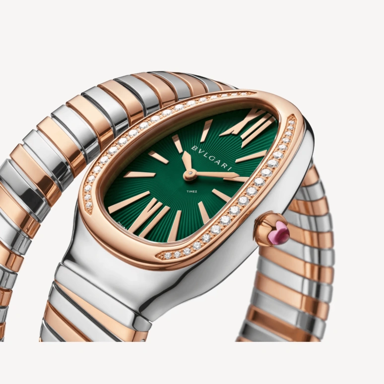 Bulgari,Serpenti 35mm,35mm,Rose Gold,Stainless Steel,Green,Quartz,Sapphire,Other,102790