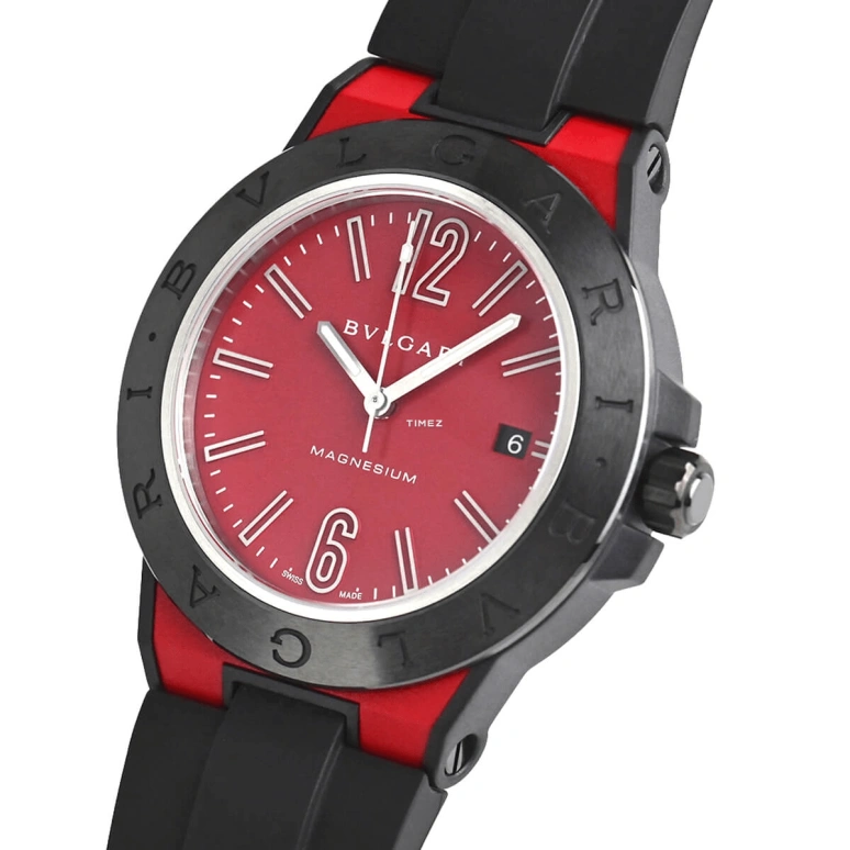 Bulgari,Diagono 41mm,41mm,Ceramic,Red,Automatic,Day,Sapphire,Crystal Glass,102675