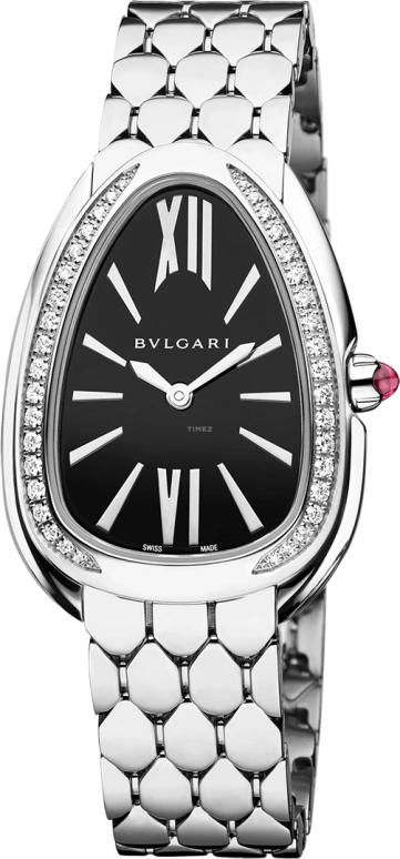 Bulgari,Serpenti 33mm,33mm,Stainless Steel,Black,Sapphire,Crystal Glass,103449