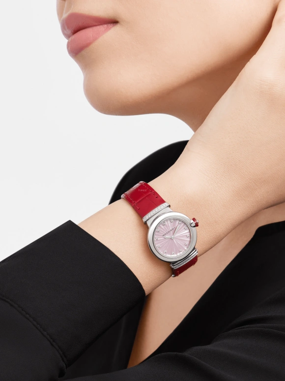 Bulgari,Lvcea 28mm,28mm,Stainless Steel,Pink,Sapphire,Crystal Glass,Setting,Diamonds,103619