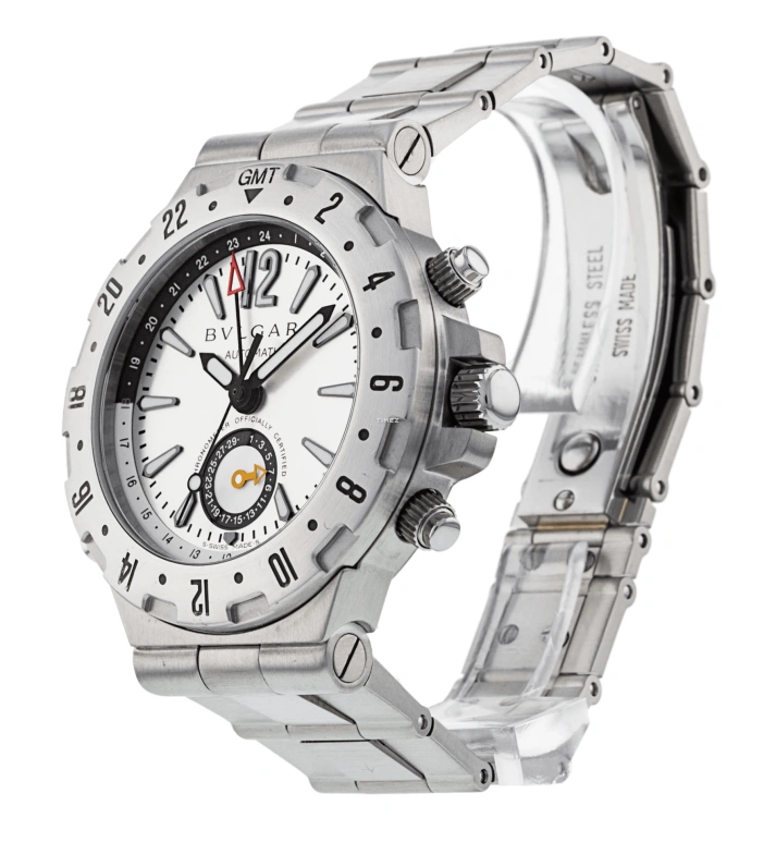 Bulgari,Diagono Professional 40mm,40mm,Stainless Steel,Silver,Grey,Automatic,Day,Dule Time,Day / Night Indication,GMT40C5SSD