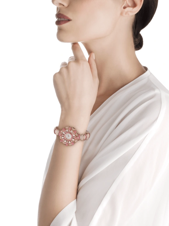 Bulgari,Divas' Dream 39mm,39mm,Rose Gold,Sapphire,Crystal Glass,Setting,Diamonds,Tourmaline,102562