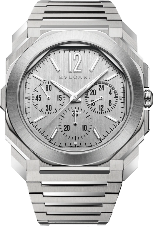 Bulgari,Octo 43mm,43mm,Stainless Steel,Silver,Chronograph,Sapphire,Crystal Glass,103661