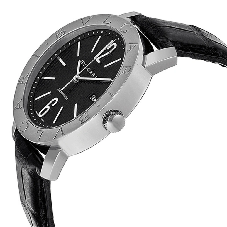 Bulgari,Bulgari Bulgari 42mm,42mm,Stainless Steel,Black,Automatic,Day,Sapphire,Crystal Glass,BB42BSLDAUTO