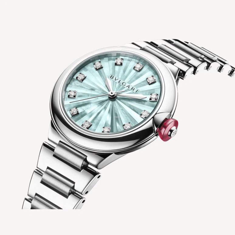 Bulgari,Lvcea 33mm,33mm,Stainless Steel,Blue,Automatic,Sapphire,Crystal Glass,Round,103728