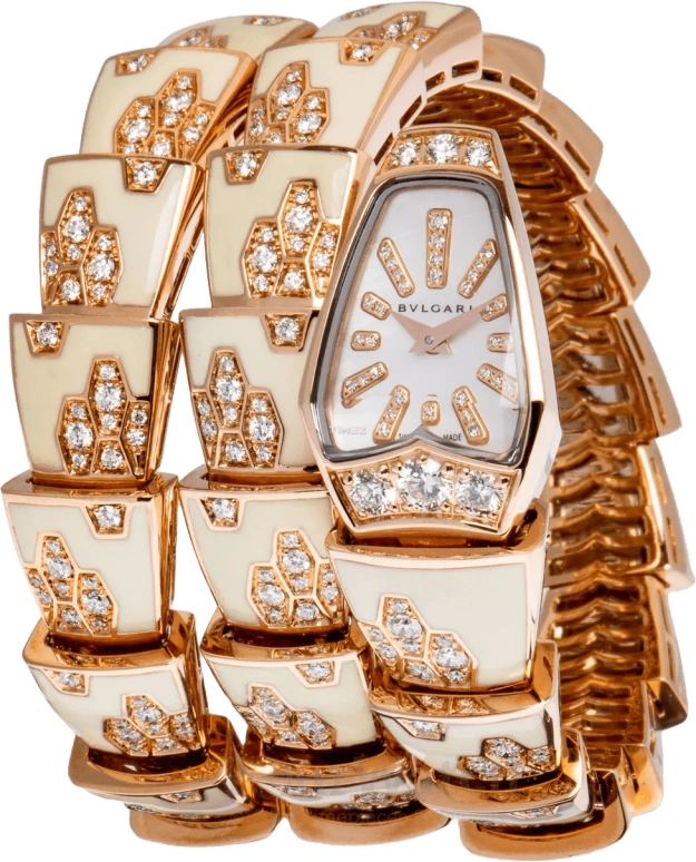 Bulgari,Other 26mm,26mm,Rose Gold,White,Quartz,Sapphire,Crystal Glass,Other,101985