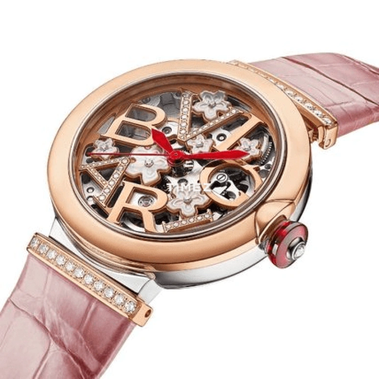 Bulgari,Lvcea 33mm,33mm,Stainless Steel,Rose Gold,Skeleton,Rose Gold,Automatic,Sapphire,Round,103517