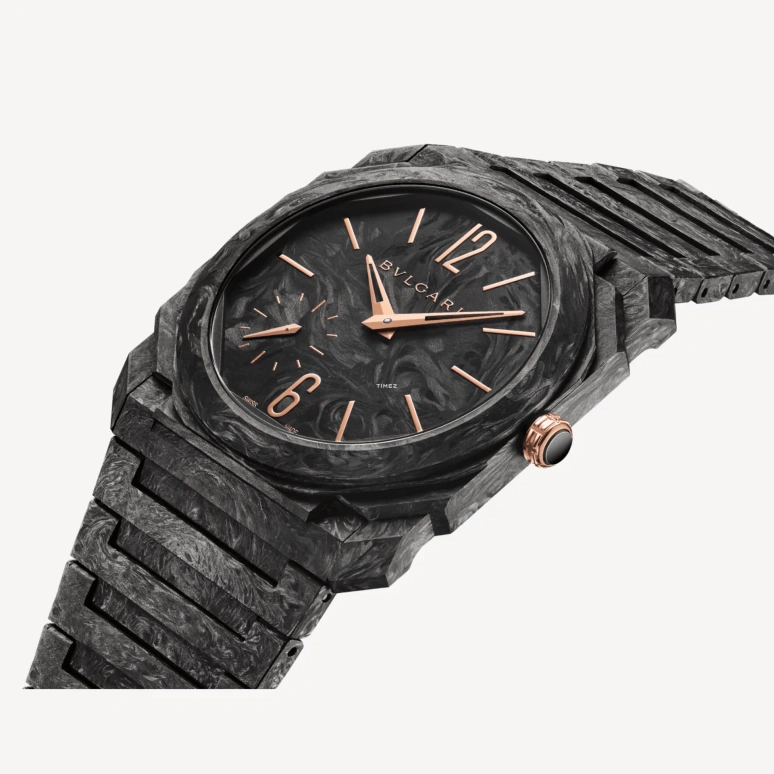 Bulgari,Octo 40mm,40mm,Carbon,Smoky Coal,Black,Automatic,Sapphire,Crystal Glass,Octagon,103779