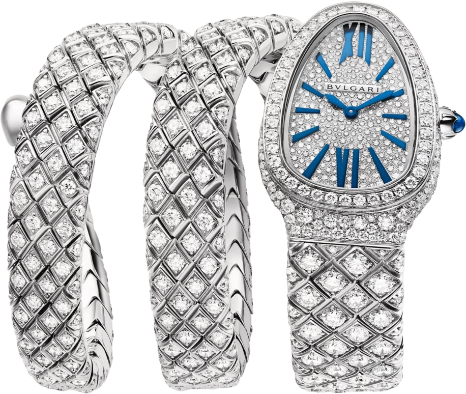 Bulgari,Serpenti 35mm,35mm,White Gold,Silver White,Quartz,Sapphire,Crystal Glass,Other,103251