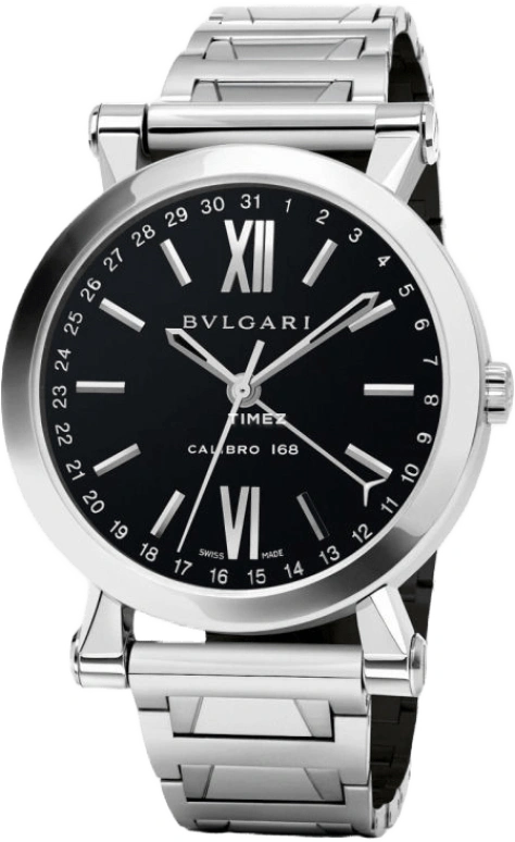Bulgari,Solotempo 43mm,43mm,Stainless Steel,Black,Sapphire,Crystal Glass,SB43BSSD
