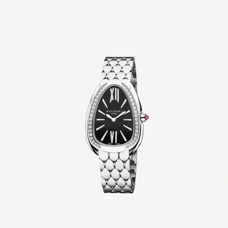 Bulgari,Serpenti Seduttori 33mm,33mm,Stainless Steel,Black,Quartz,Sapphire,Crystal Glass,Other,103950