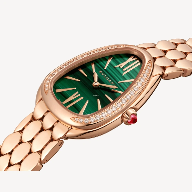 Bulgari,Serpenti Seduttori 33mm,33mm,Rose Gold,Green,Quartz,Sapphire,Crystal Glass,Other,103944