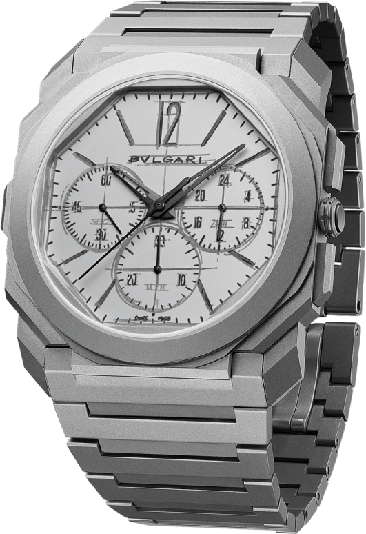 Bulgari,Octo 42mm,42mm,Titanium,Grey,Automatic,Chronograph,Column Wheel,103673