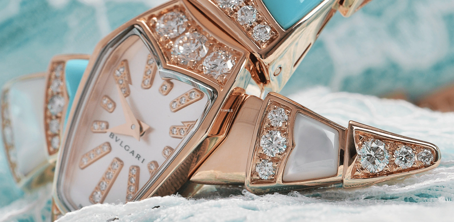 Bulgari,Serpenti ,Rose Gold,White,Quartz,Sapphire,Crystal Glass,102489