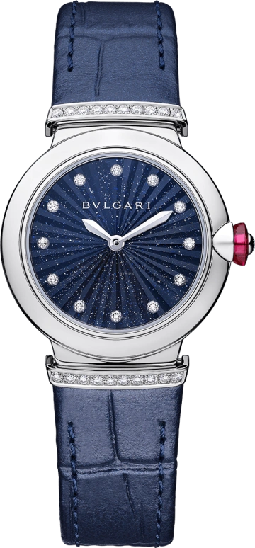 Bulgari,Lvcea 28mm,28mm,Stainless Steel,Blue,Sapphire,Crystal Glass,Setting,Diamonds,103617