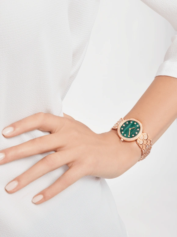 Bulgari,Divas' Dream 33mm,33mm,Rose Gold,Sapphire,Crystal Glass,Malachite,Diamonds,103521