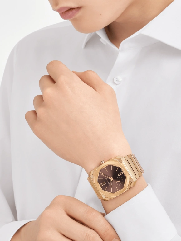 Bulgari,Octo 40mm,40mm,Rose Gold,Coffee,Brown,Gold,Automatic,60hours,In-house Caliber,103637