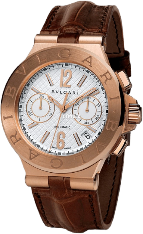 Bulgari,Diagono 40mm,40mm,Rose Gold,Silver White,Sapphire,Crystal Glass,DGP40C6GLDCH