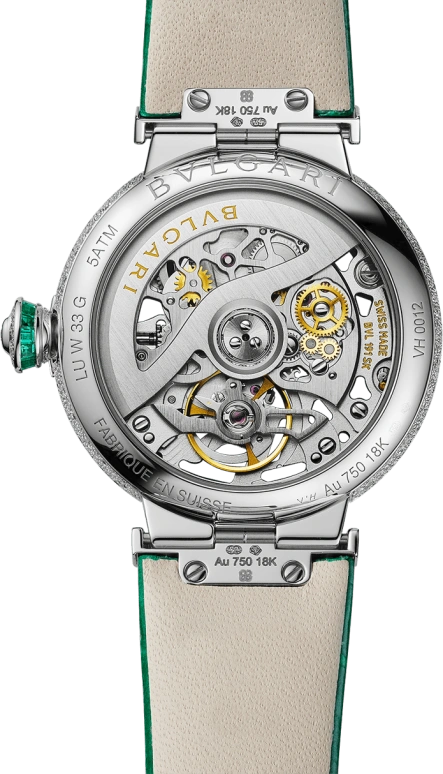 Bulgari,Lvcea 33mm,33mm,White Gold,Sapphire,Crystal Glass,Open,103033