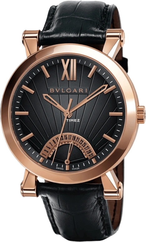 Bulgari,Sotirio Bulgari 42mm,42mm,Rose Gold,Black,Sapphire,Crystal Glass,SBP42BGLDR