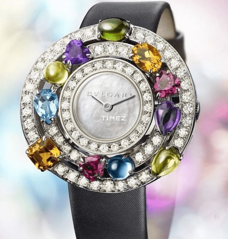 Bulgari,Other 36mm,36mm,White Gold,Silver,Quartz,Sapphire,Round,101338