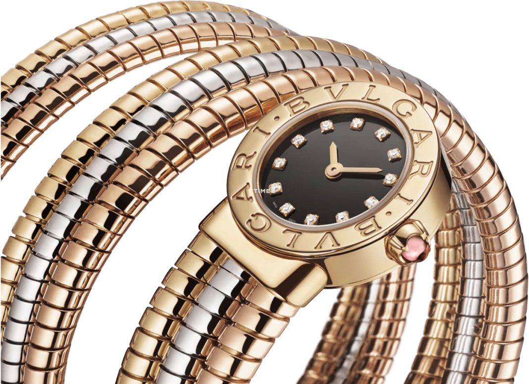 Bulgari,Bulgari Bulgari 21mm,21mm,Yellow Gold,Black,Quartz,Sapphire,Crystal Glass,Round,103776