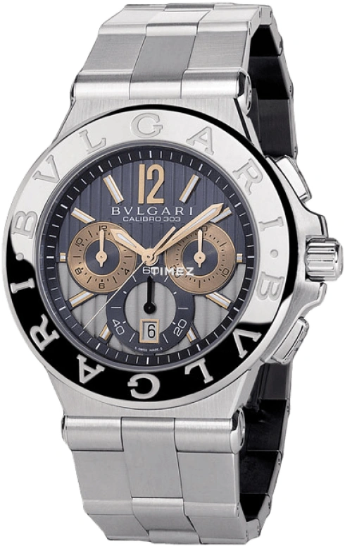Bulgari,Diagono 40mm,40mm,Stainless Steel,Gold,Sapphire,Crystal Glass,Closed,DG42C14SWGSDCH