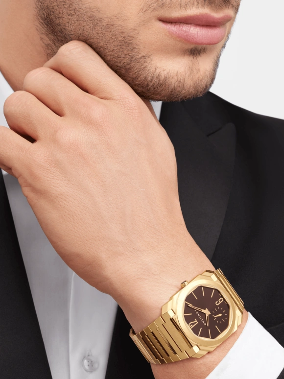 Bulgari,Octo 40mm,40mm,Yellow Gold,Coffee,Brown,Gold,Automatic,60hours,In-house Caliber,103717