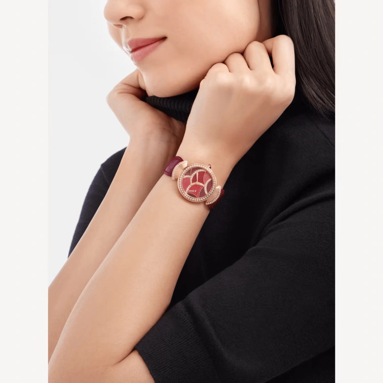 Bulgari,Divas' Dream 33mm,33mm,Rose Gold,Pink Red,Automatic,Sapphire,Crystal Glass,Round,103995
