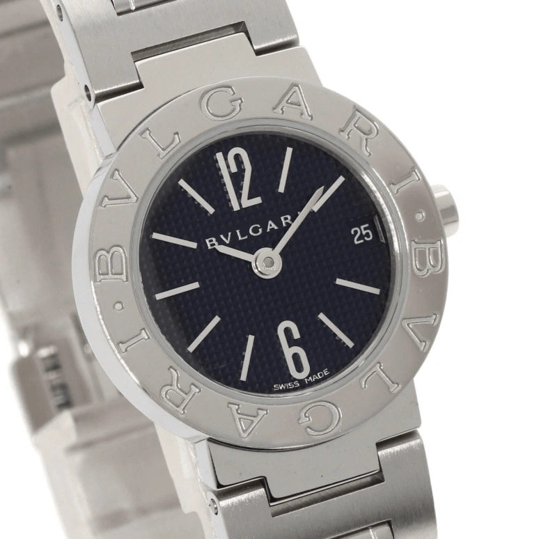 Bulgari,Bulgari Bulgari 23mm,23mm,Stainless Steel,Black,Quartz,Day,Sapphire,Crystal Glass,BB23BSSD,BB23BSSD/N
