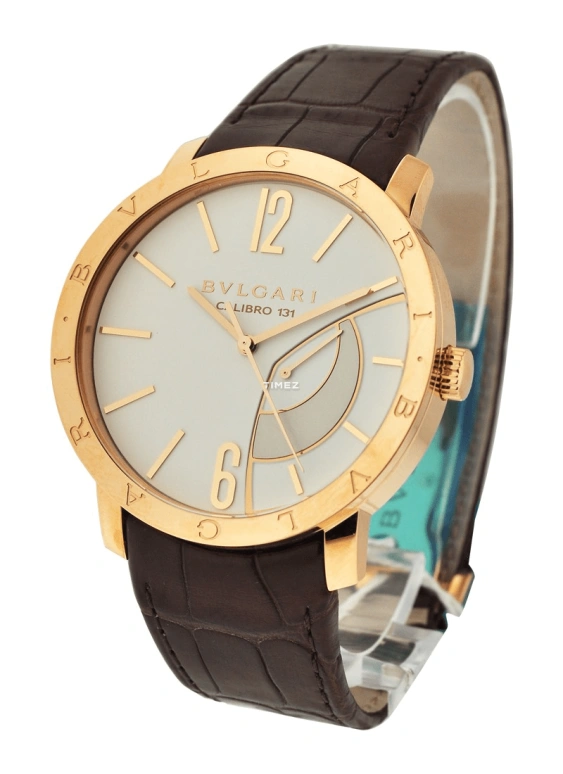 Bulgari,Other 43mm,43mm,Rose Gold,White,Handwound,Power Reserve Indicator,Sapphire,101871
