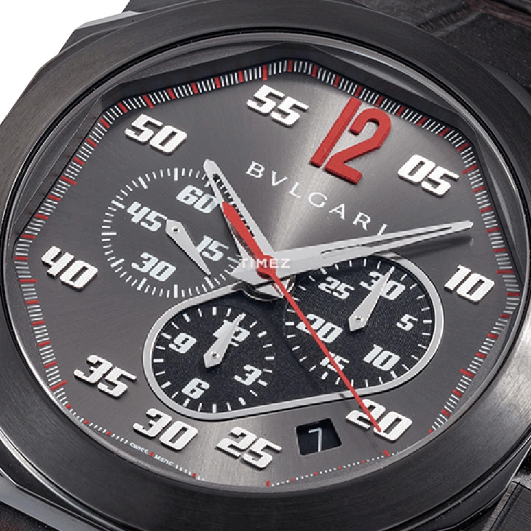 Bulgari,Octo 41.50mm,41.50mm,Stainless Steel,Smoky Coal,Coal,Black,Automatic,Chronograph,Day,102555