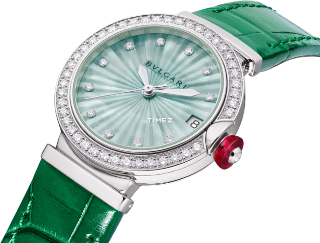Bulgari,Lvcea 33mm,33mm,Stainless Steel,Cyan,Green,Automatic,Day,Sapphire,103920