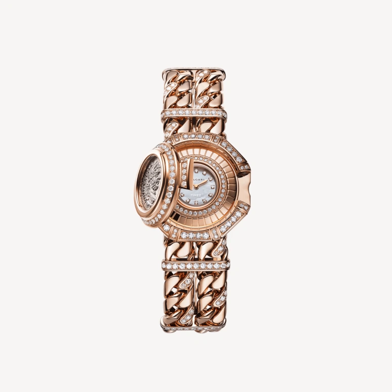 Bulgari,High Jewellery 33mm,33mm,Rose Gold,White,Handwound,Sapphire,Crystal Glass,Octagon,103870