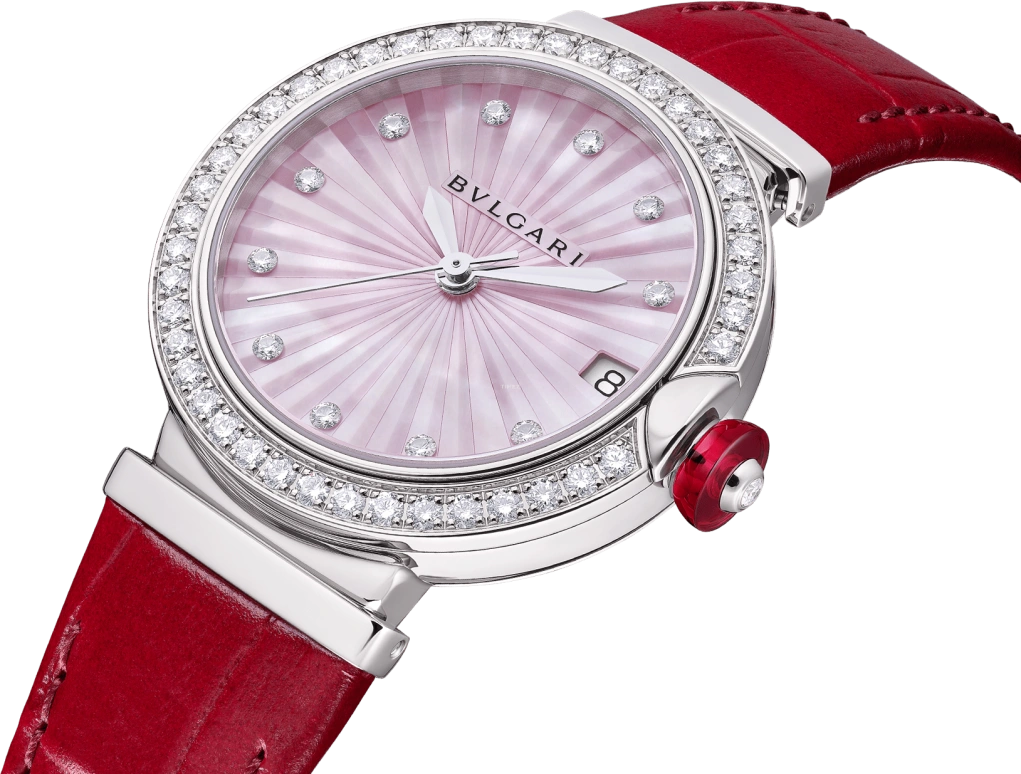 Bulgari,Lvcea 33mm,33mm,Stainless Steel,Pink,Sapphire,Crystal Glass,Mother of Pearl,Diamonds,103618
